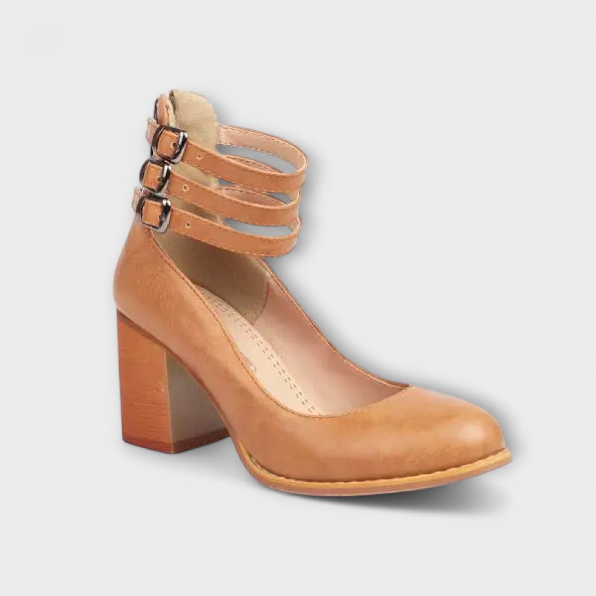Women's Pumps with Wide Heel and Multiple Straps