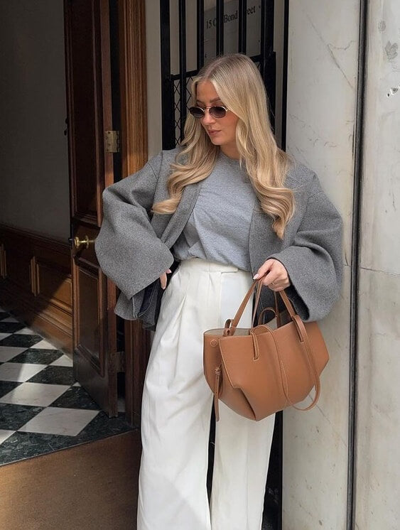 Elegant vintage dame-tote taske - Stor håndtaske i læder med skulderrem