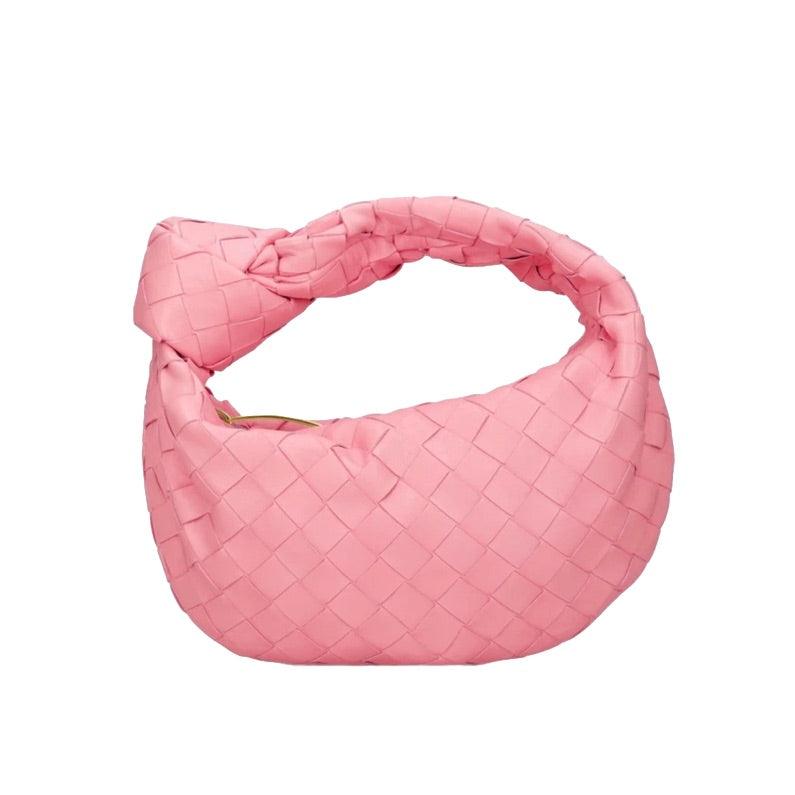 Mini dámska prepletaná kabelka - trendy štýl s uzlovanou rukoväťou