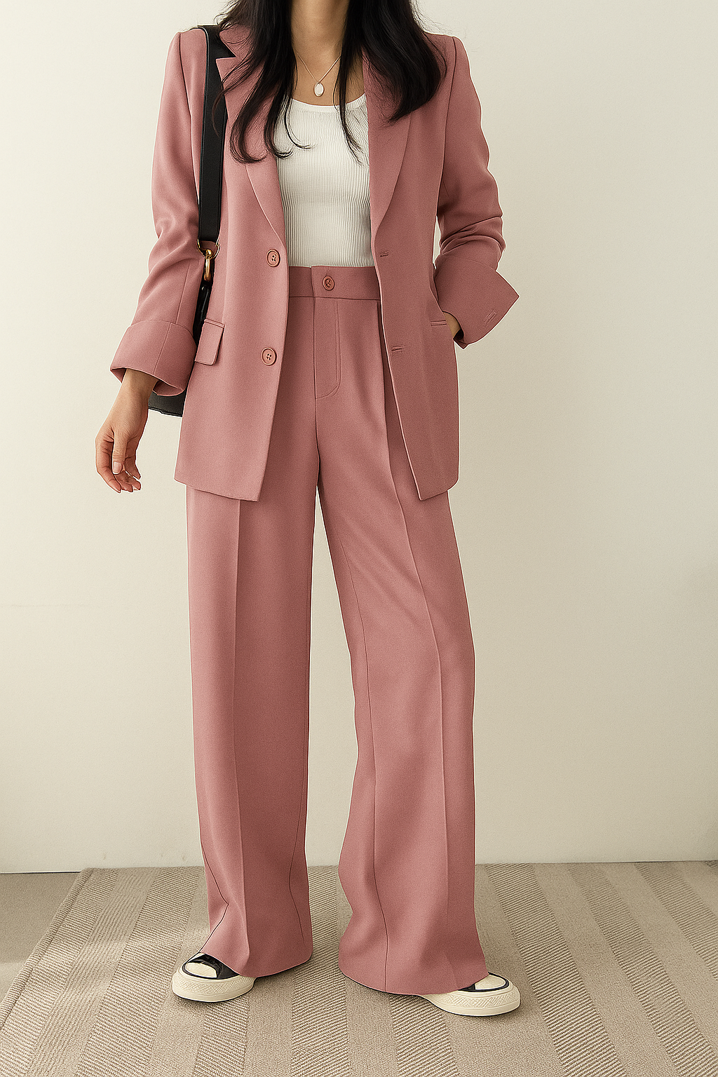 Completo Elegante da Donna con Blazer e Pantaloni a Gamba Ampia