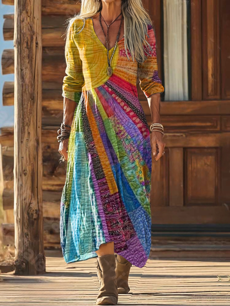 Boho-chic ruha napmotívummal