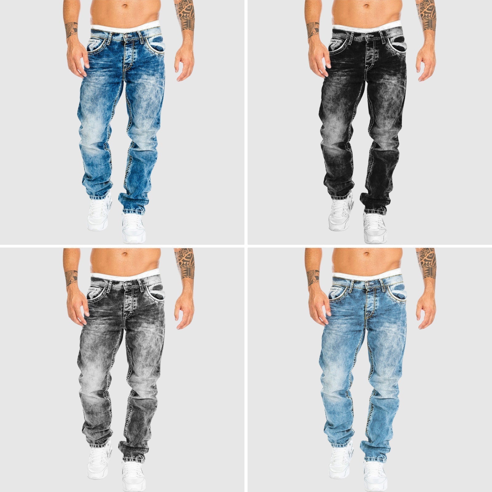 Weit geschnittene Jeans – verwaschen – tief sitzend – Baggy-Jeans – Herrenjeans-Chaps Herrenmode