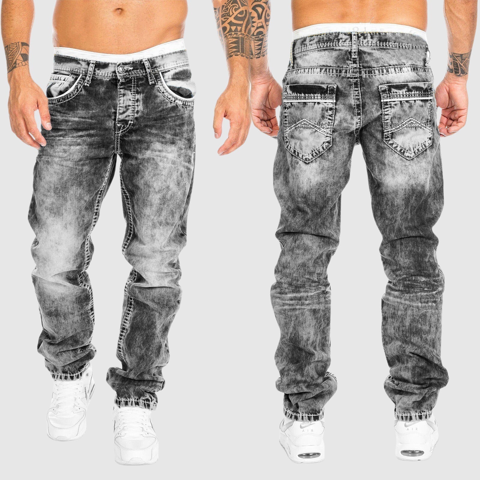 Ανδρικά Baggy Jeans με Φαρδιά Πόδια – Πλύση Εφέ – Χαμηλή Μέση