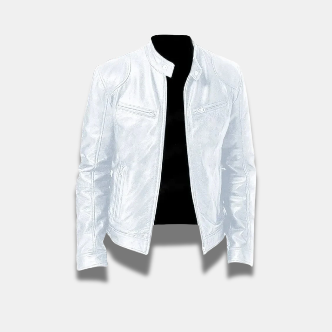 Férfi klasszikus bőrdzseki – Magas minőségű, slim fit motoros dzseki