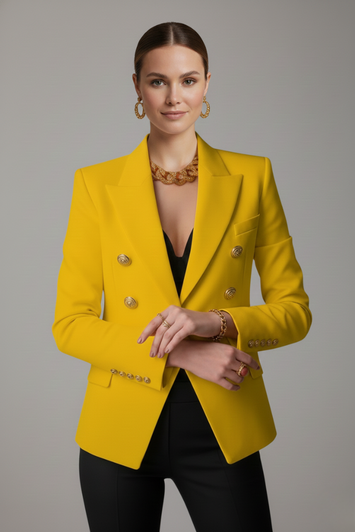 Blazer croisé pour femme | avec détails de boutons dorés