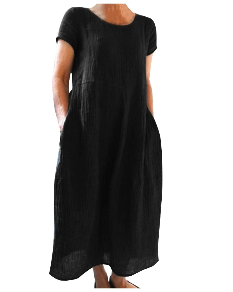 Vestido longo de linho para mulher com corte solto