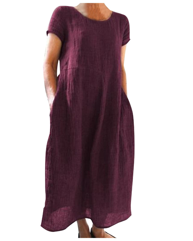Vestido longo de linho para mulher com corte solto
