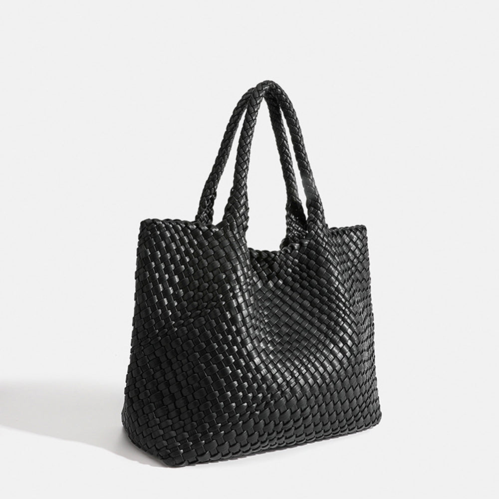 Flettet shopper-taske til kvinder med dobbelte håndtag
