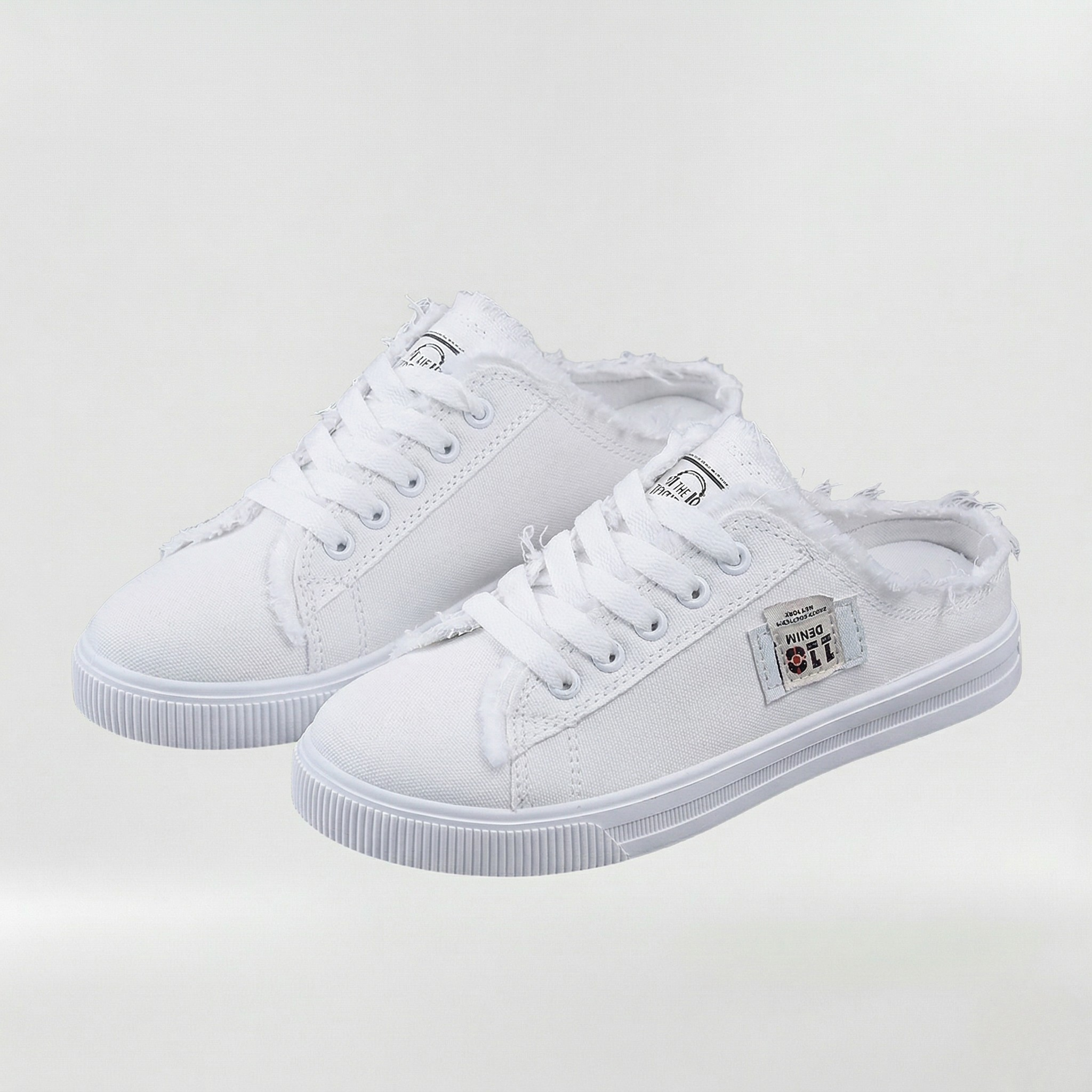 Sneakers Donna Casual in Tela con Lacci Scarpe Basse Estive Comode Senza Tallone