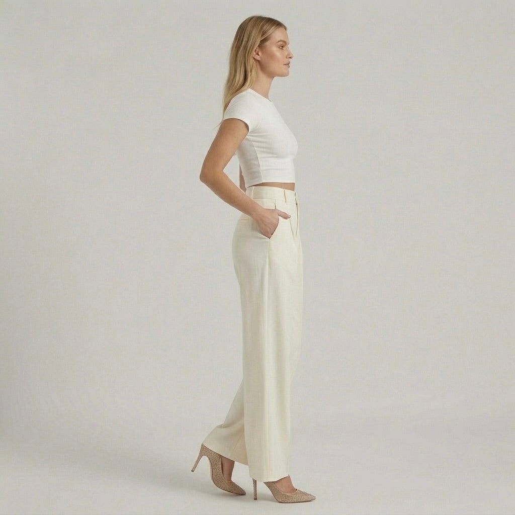 Γυναικεία Εleganti Παντελόνια με Φαρδιά Πόδια – Casual Chic Παντελόνια με Ψηλή Μέση