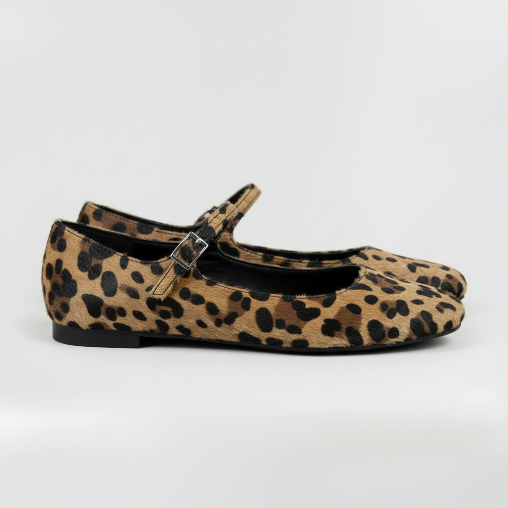 Ballerine Mary Jane pour femme avec imprimé léopard et bride