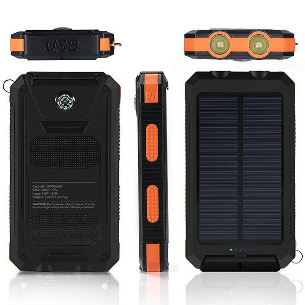 Solární powerbanka 10000 mAh, vodotěsná a nárazuvzdorná