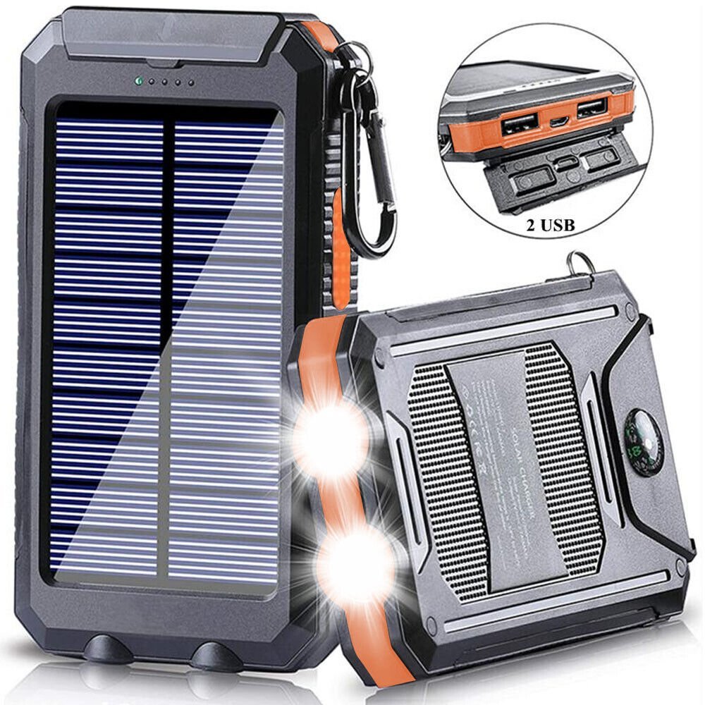 Solární powerbanka 10000 mAh, vodotěsná a nárazuvzdorná