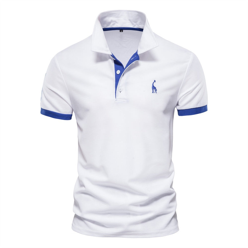 Tricou Polo pentru bărbați cu mâneci scurte din bumbac, cu guler clasic