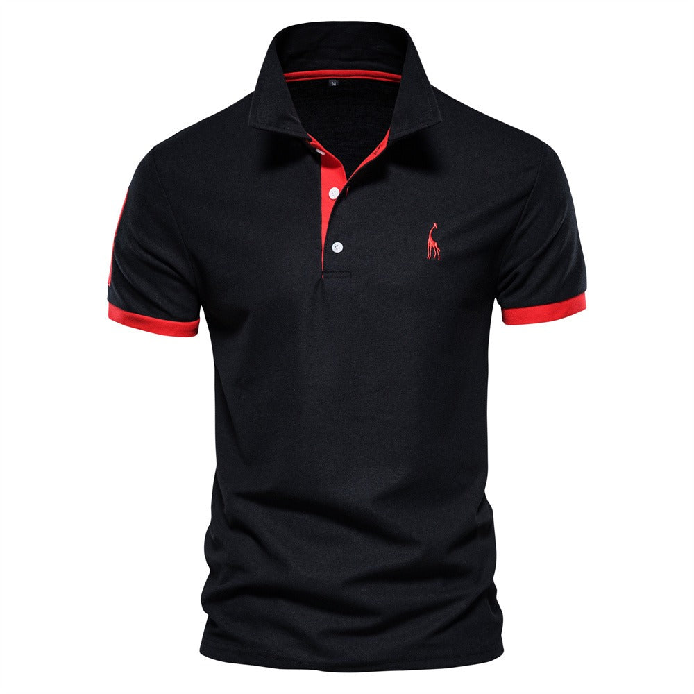 Tricou Polo pentru bărbați cu mâneci scurte din bumbac, cu guler clasic