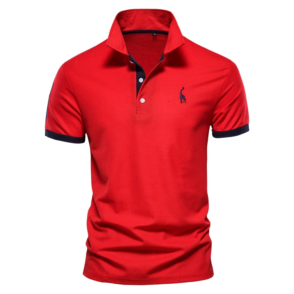Tricou Polo pentru bărbați cu mâneci scurte din bumbac, cu guler clasic