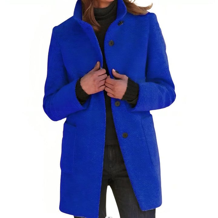 Cappotto Lungo da Donna Caldo con Collo Alto e Chiusura a Bottoni | Soprabito Invernale Comodo