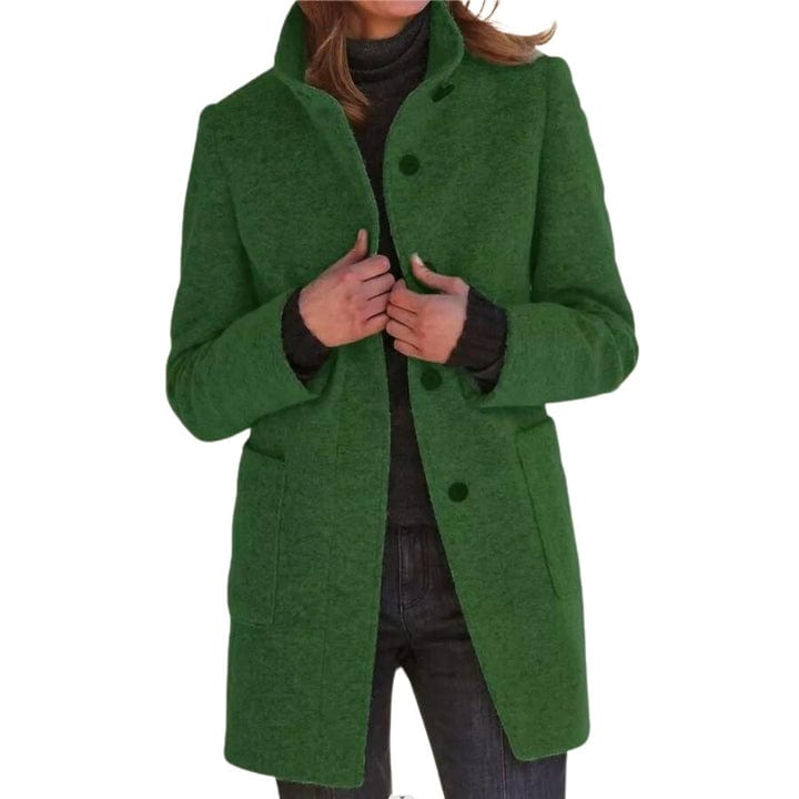 Cappotto Lungo da Donna Caldo con Collo Alto e Chiusura a Bottoni | Soprabito Invernale Comodo