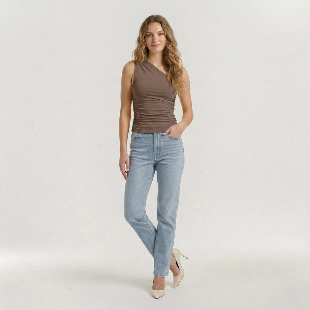 Top dame slim fit – Basis ærmeløs sommerstrik