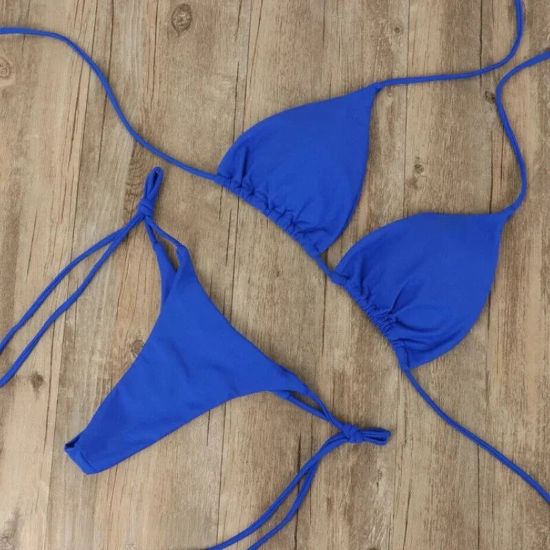 Women's Bikini with Open Back and Adjustable Ties