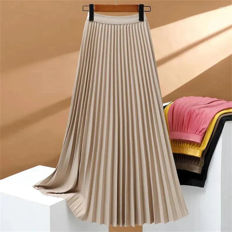 Long High-Waisted Pleated Skirt, Elegant and Comfortable, Perfect for a Sophisticated and Feminine Look