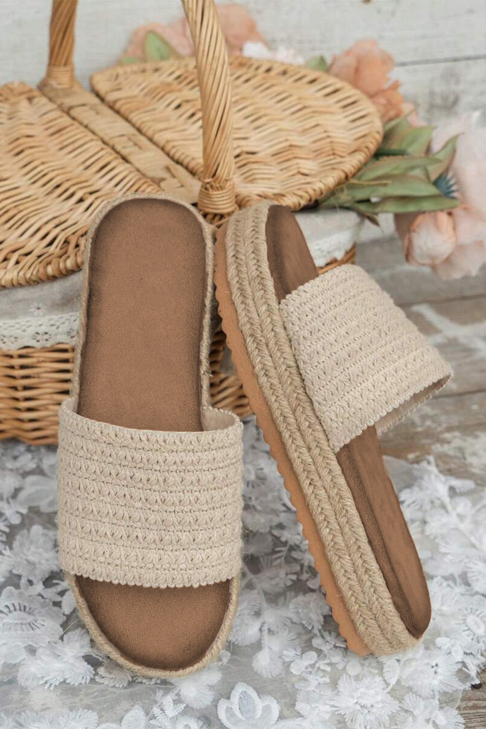 Chanclas con cuña trenzada boho antideslizantes