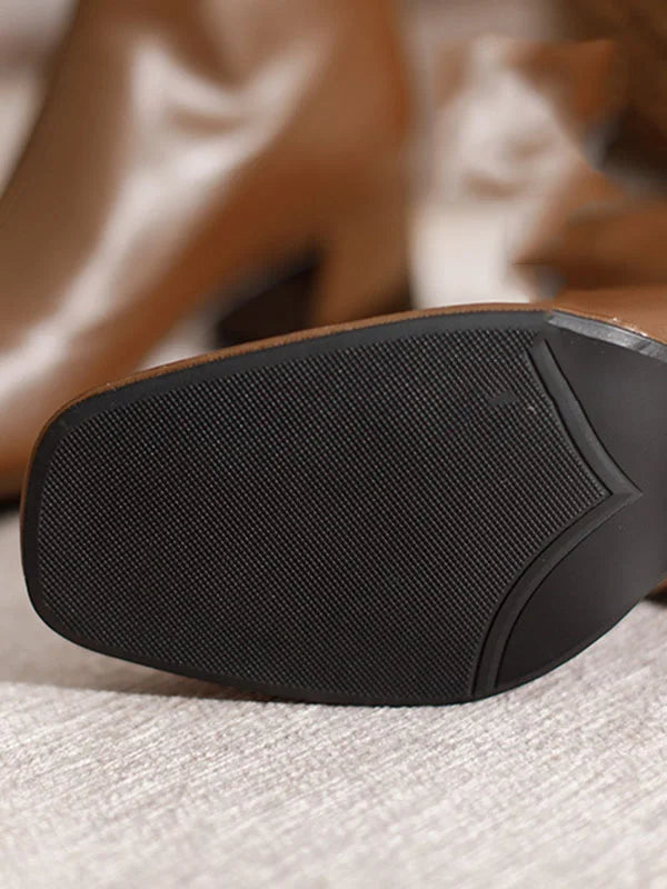 Stivaletti da Donna a Punta Quadrata | Stivaletti con Tacco Medio Largo e Cerniera