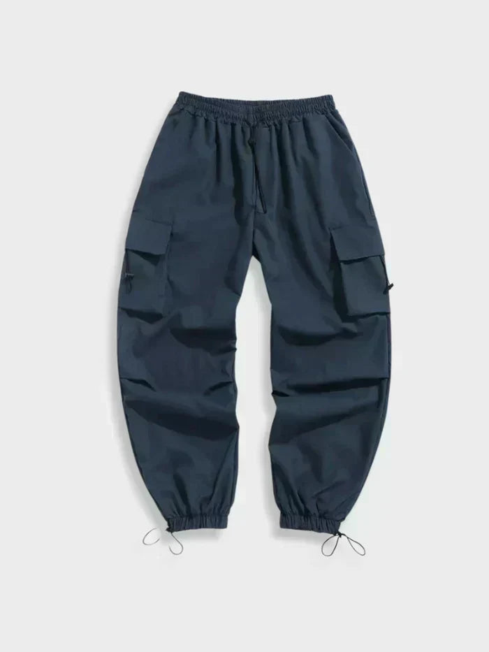 Men's Oversized Cargo Pants with Utility Pockets and Elastic Waistband