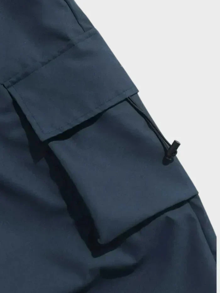 Men's Oversized Cargo Pants with Utility Pockets and Elastic Waistband