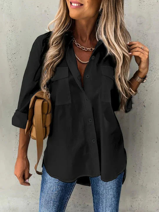 Women's Button-Up Blouse with Natural Elegance