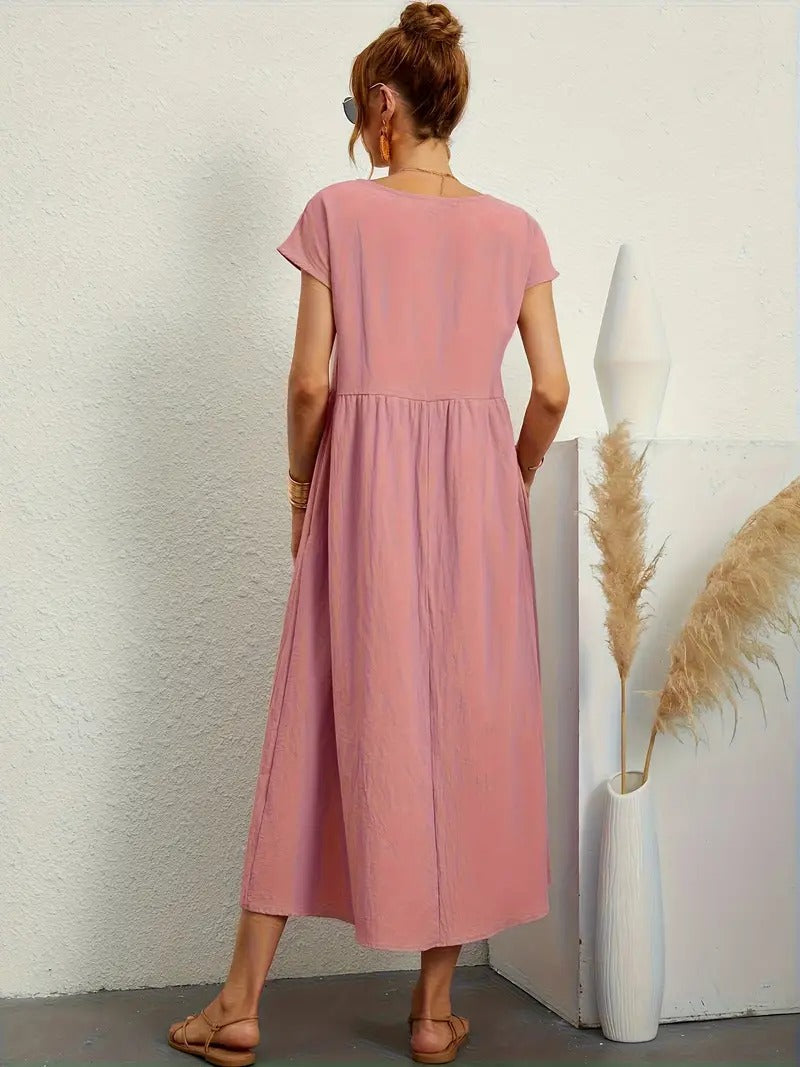 Vestido em Linho Premium com Bolsos