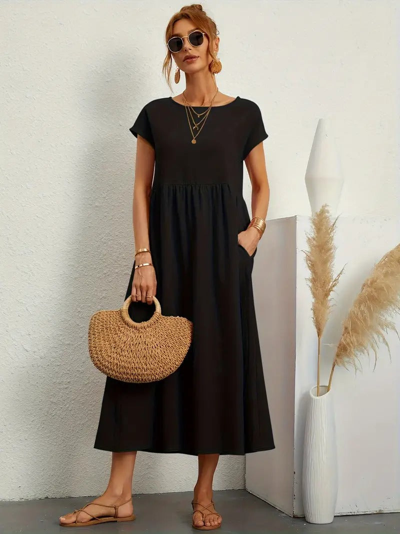 Vestido em Linho Premium com Bolsos