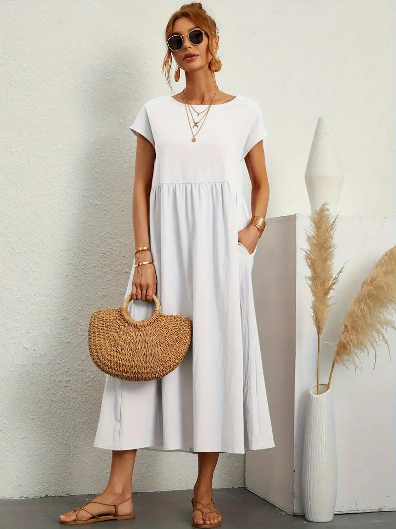 Vestido em Linho Premium com Bolsos