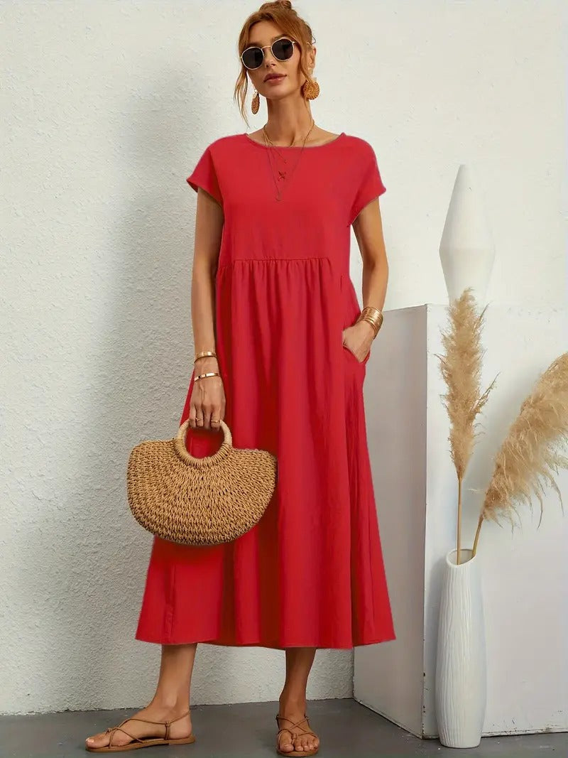 Vestido em Linho Premium com Bolsos