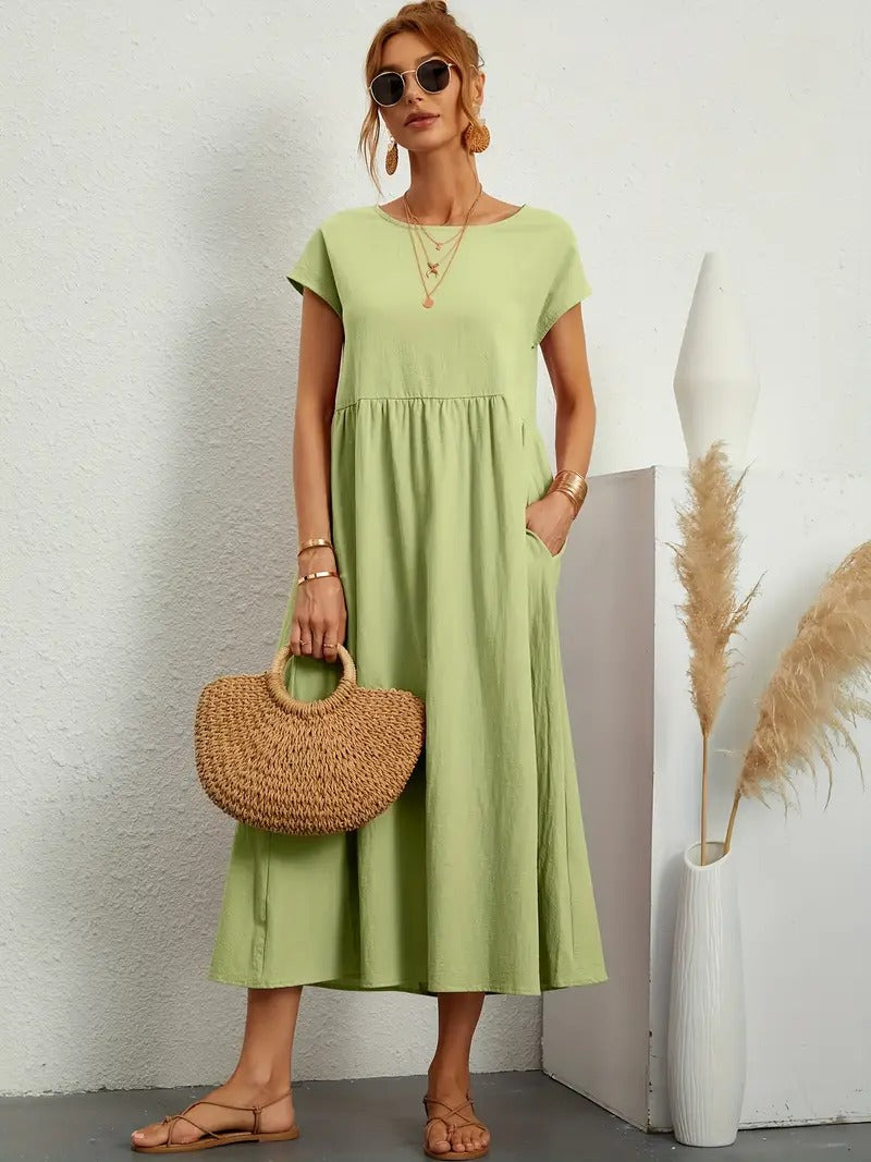 Vestido em Linho Premium com Bolsos