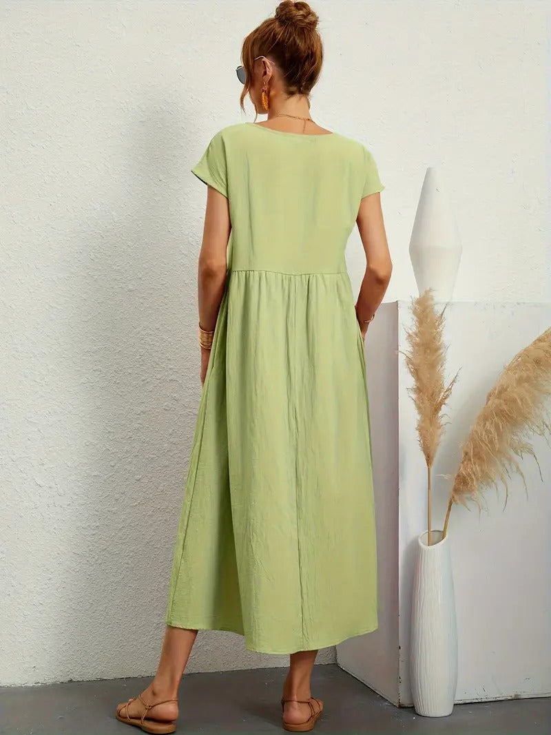 Vestido em Linho Premium com Bolsos