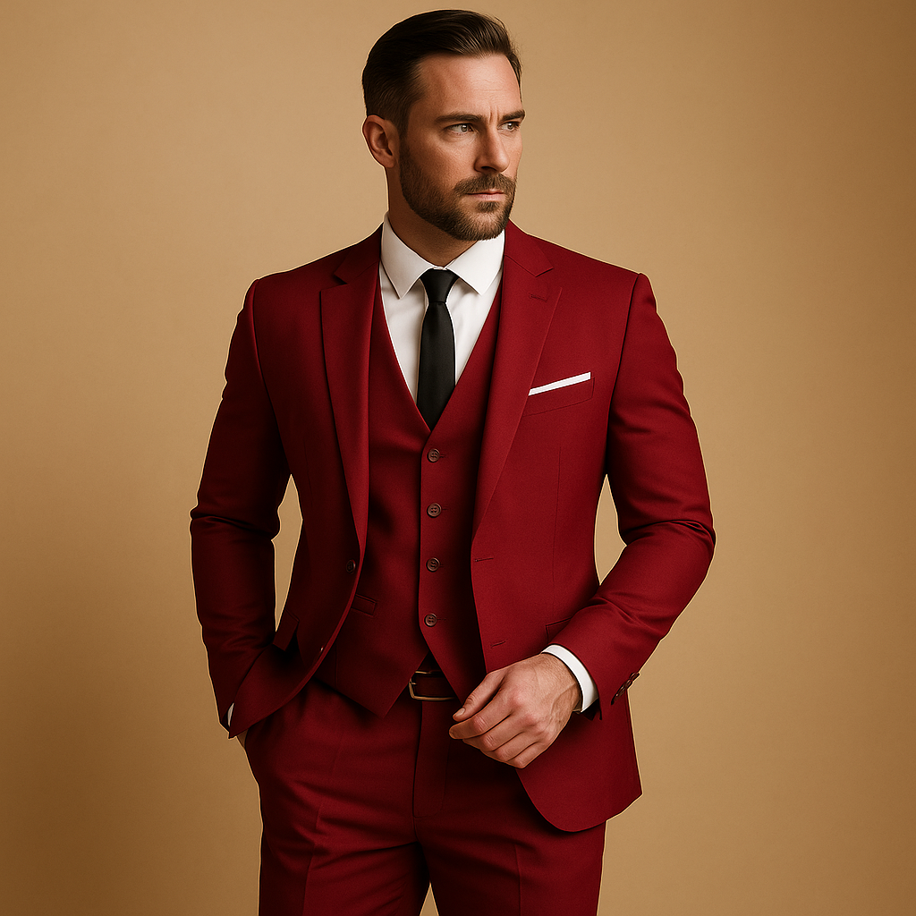 Elegant herredragt i 3 dele, slim fit med vest og klassisk revers