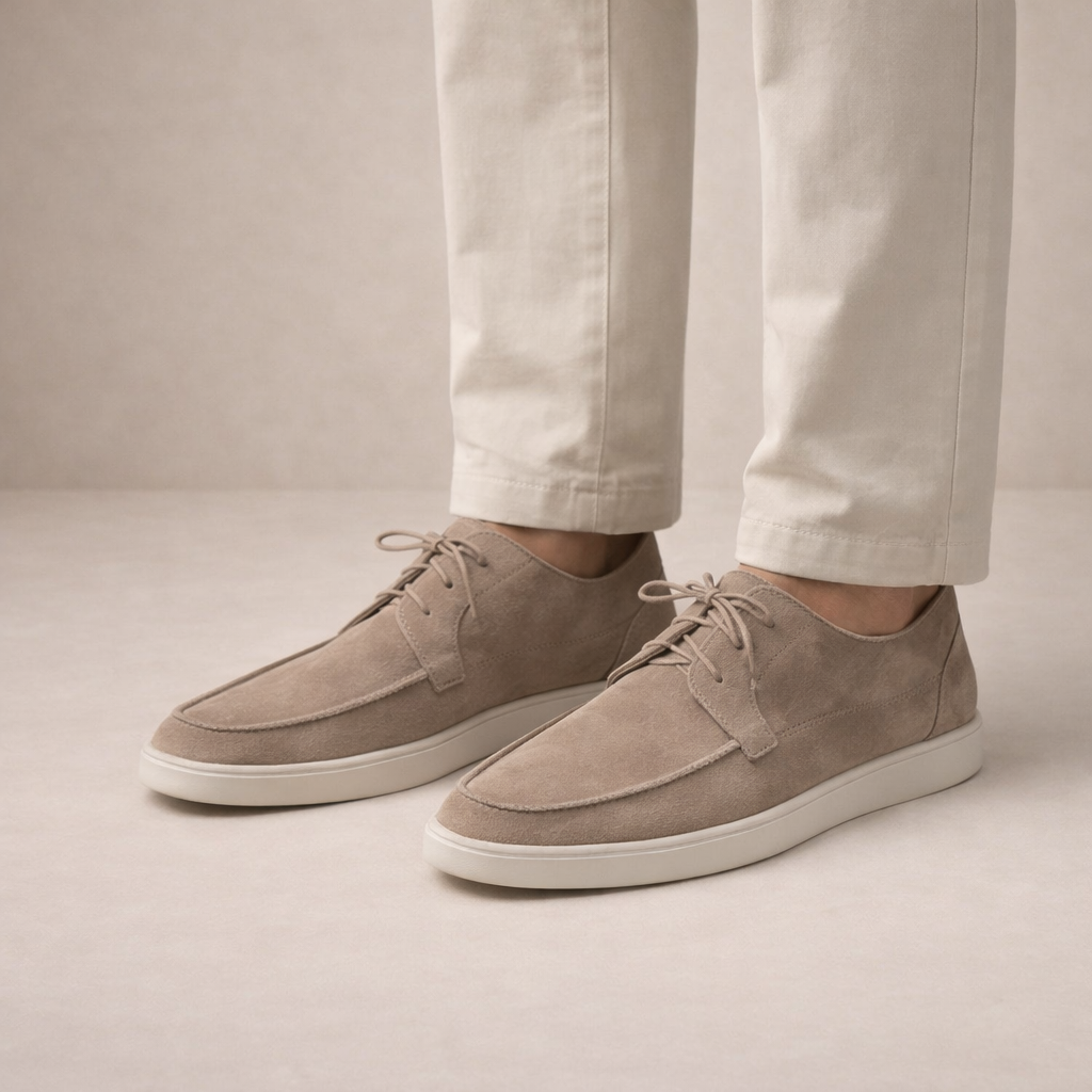 Męskie zamszowe buty sznurowane, casualowo-eleganckie