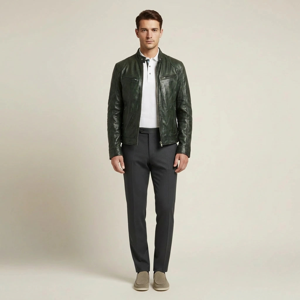 Giacca in pelle dallo stile urbano