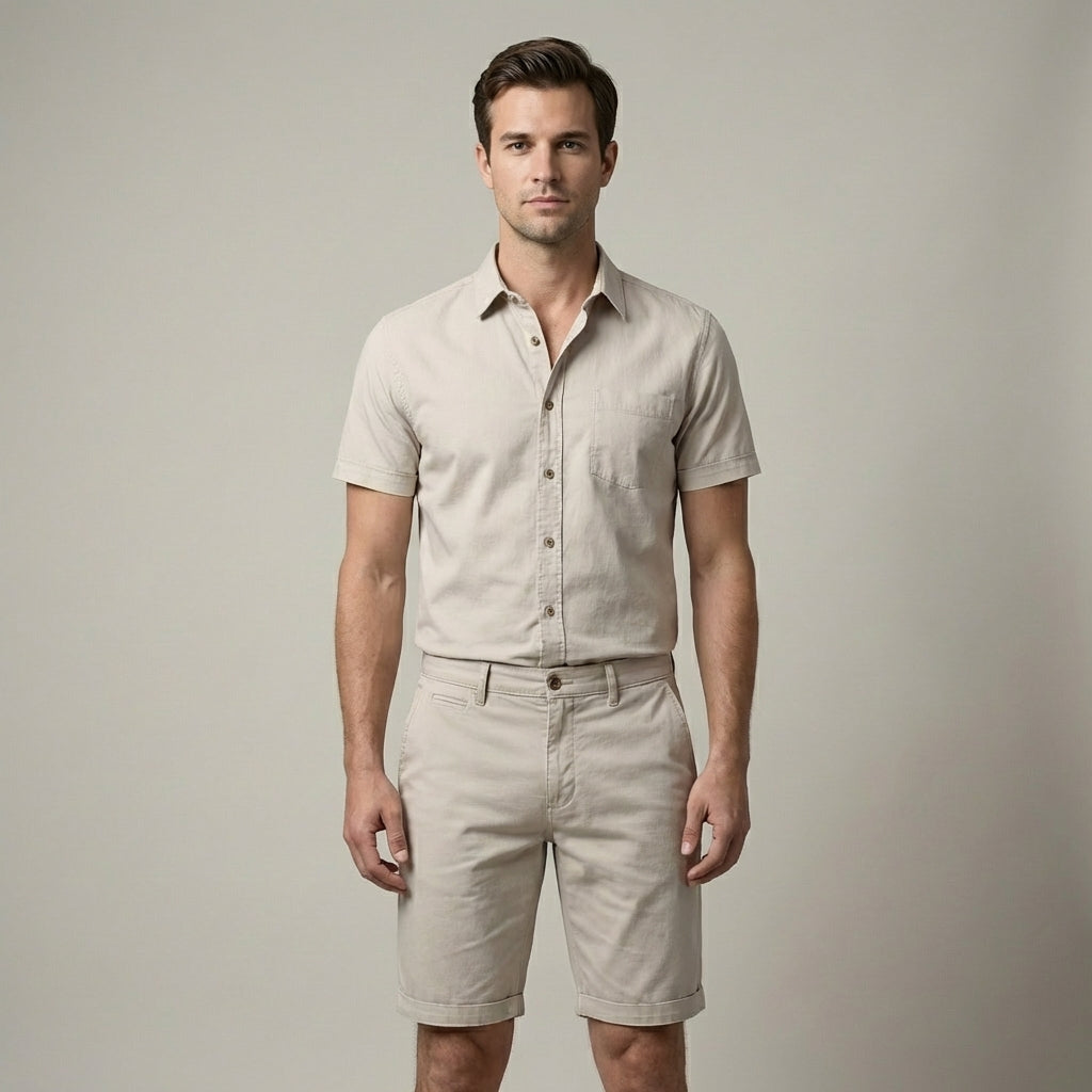 Pantalones Cortos de Hombre de Algodón con Bolsillos