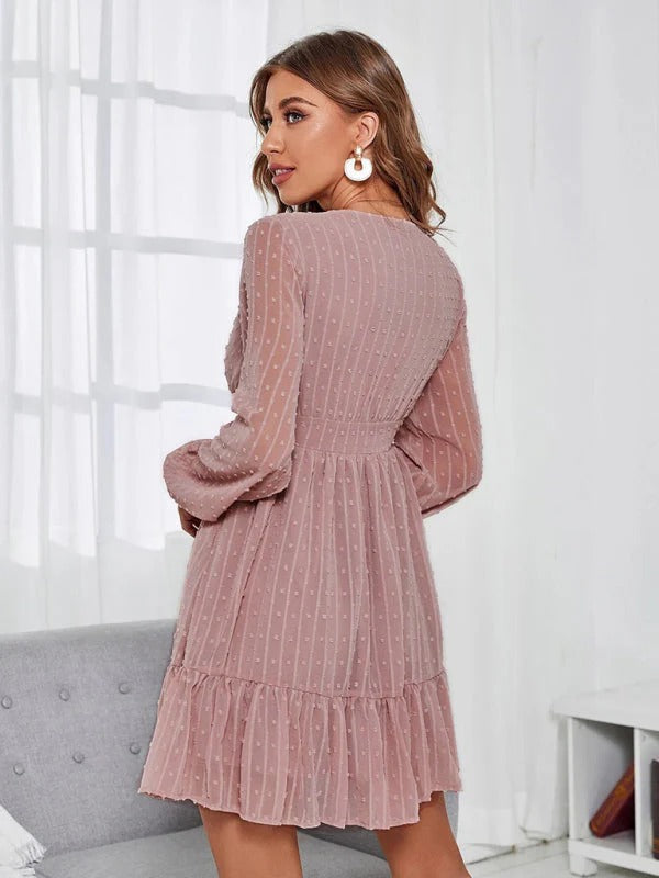 Christy Abito a Pois Donna – Vestito Fit & Flare Leggero con Maniche Lunghe e Motivo Casual