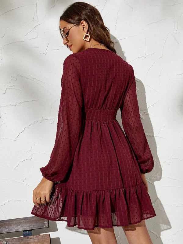 Christy Abito a Pois Donna – Vestito Fit & Flare Leggero con Maniche Lunghe e Motivo Casual