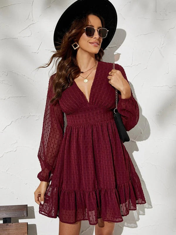 Christy Abito a Pois Donna – Vestito Fit & Flare Leggero con Maniche Lunghe e Motivo Casual