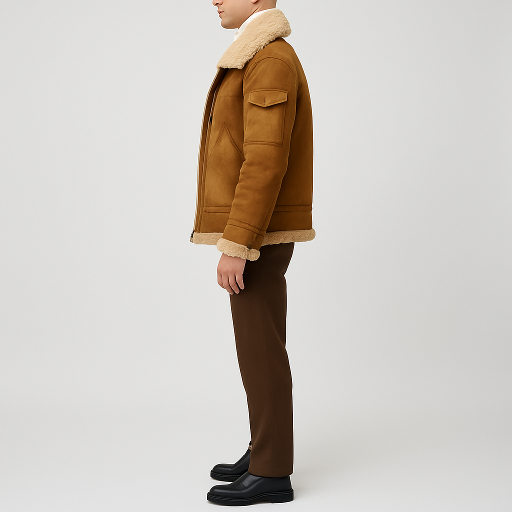Valerios Fashion Men's Winter Shearling Jacket