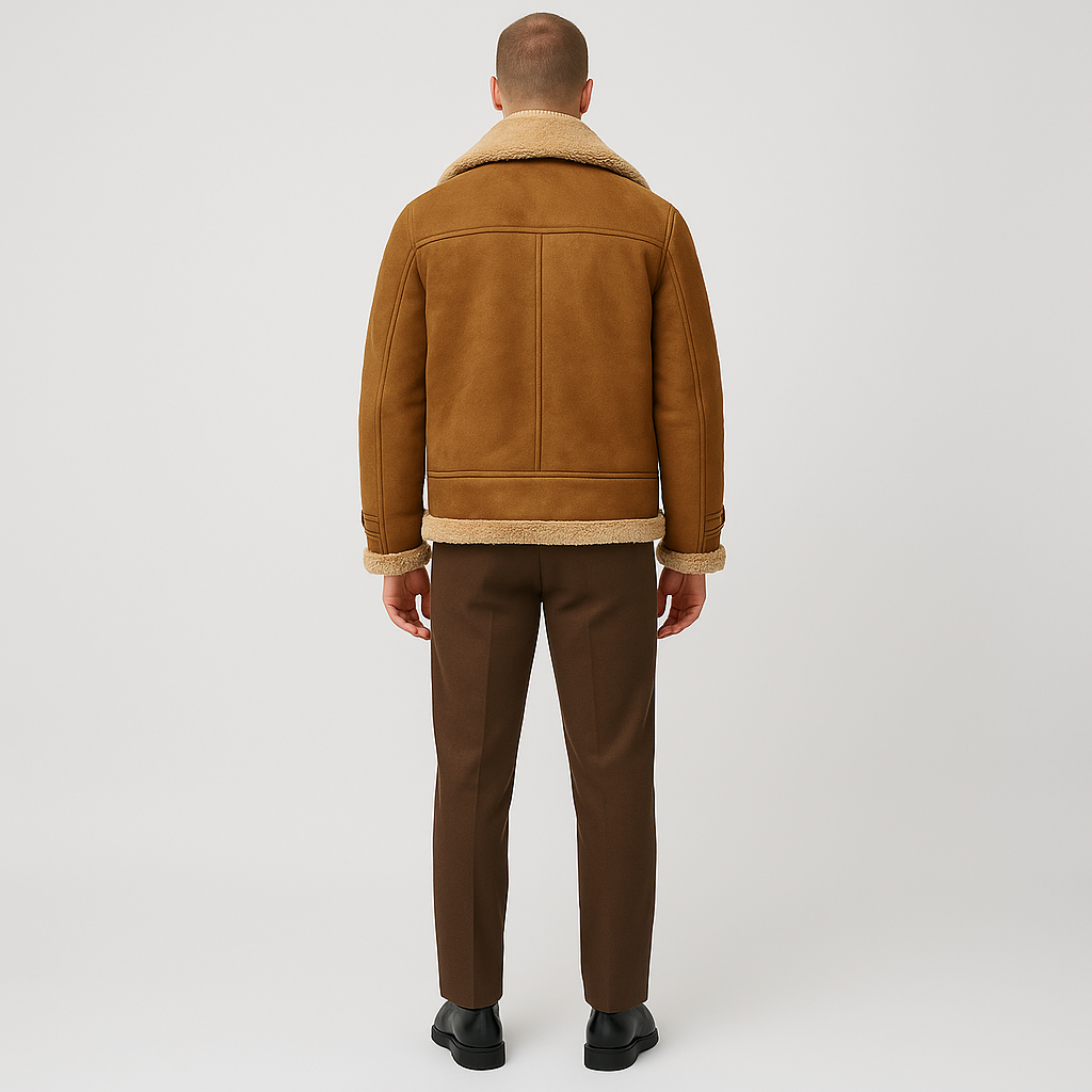 Valerios Fashion Men's Winter Shearling Jacket