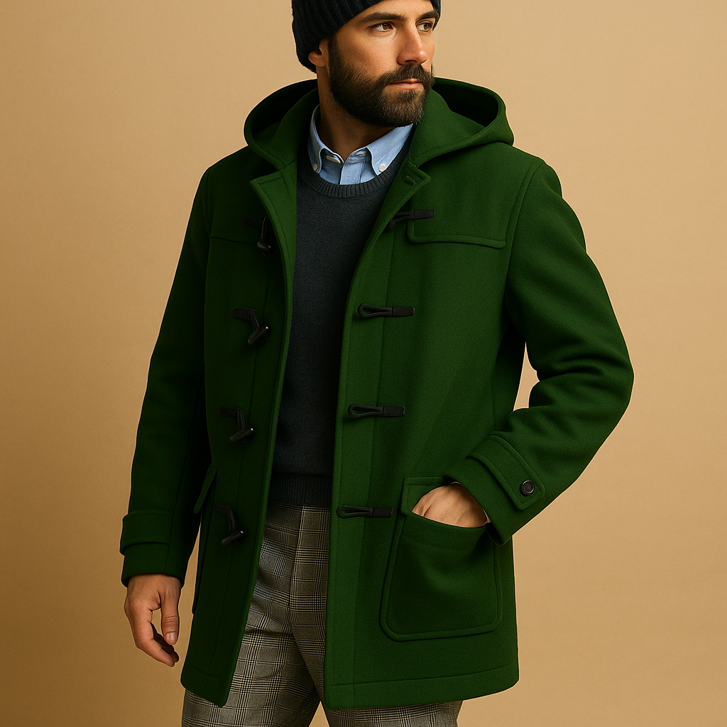 Chaqueta de invierno elegante Montgomery para hombre con capucha