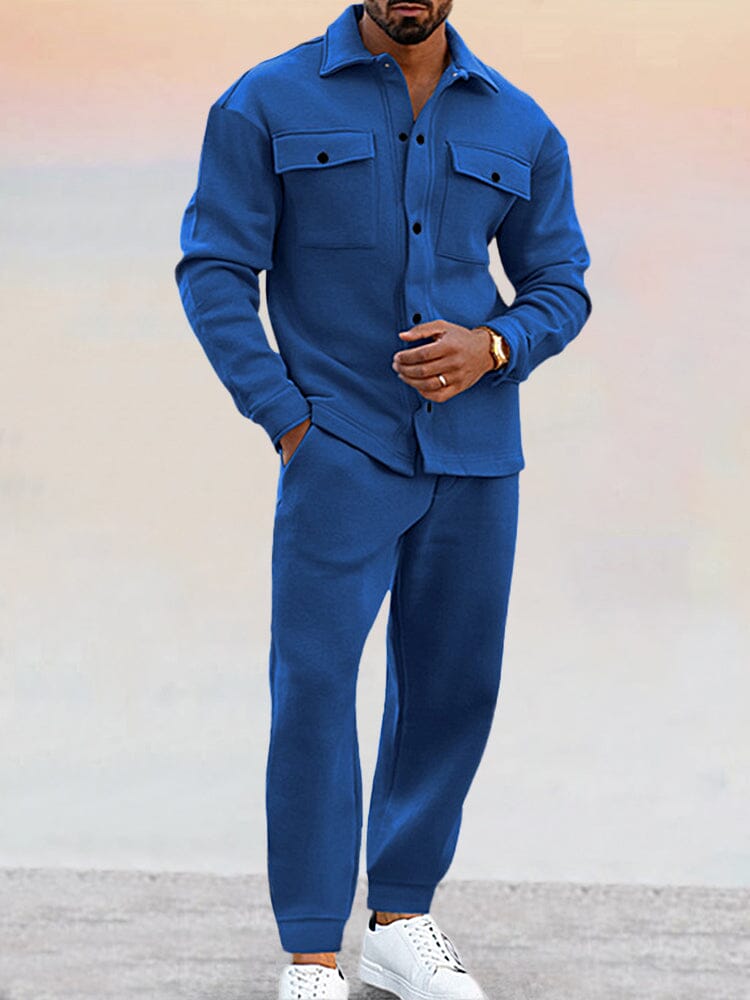 Completo da Uomo con Giacca a Bottoni e Pantaloni Jogger | Camicia a Maniche Lunghe e Pantaloni Coordinati
