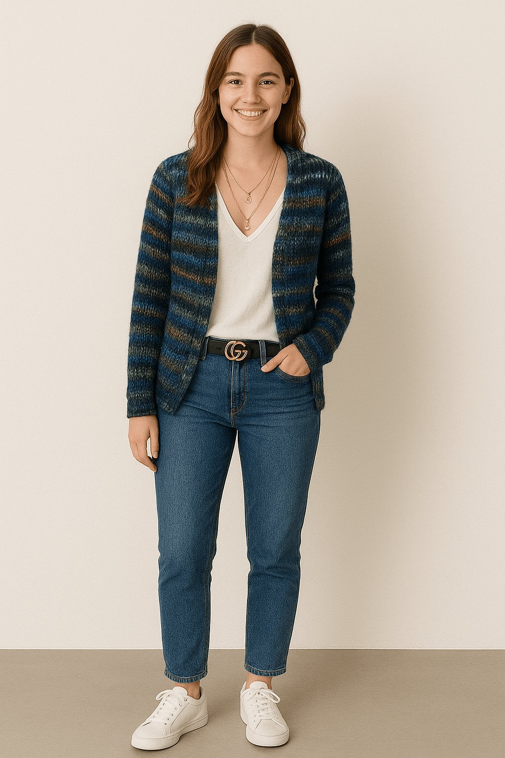 Cardigan a Righe Colorato Boho da Donna | Maglione Caldo Multicolore in Maglia