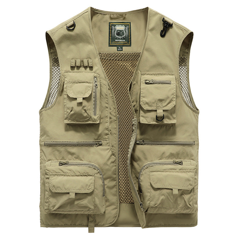 Men's Lightweight Summer Multi-Pocket Vest - Breathable Sleeveless Jacket