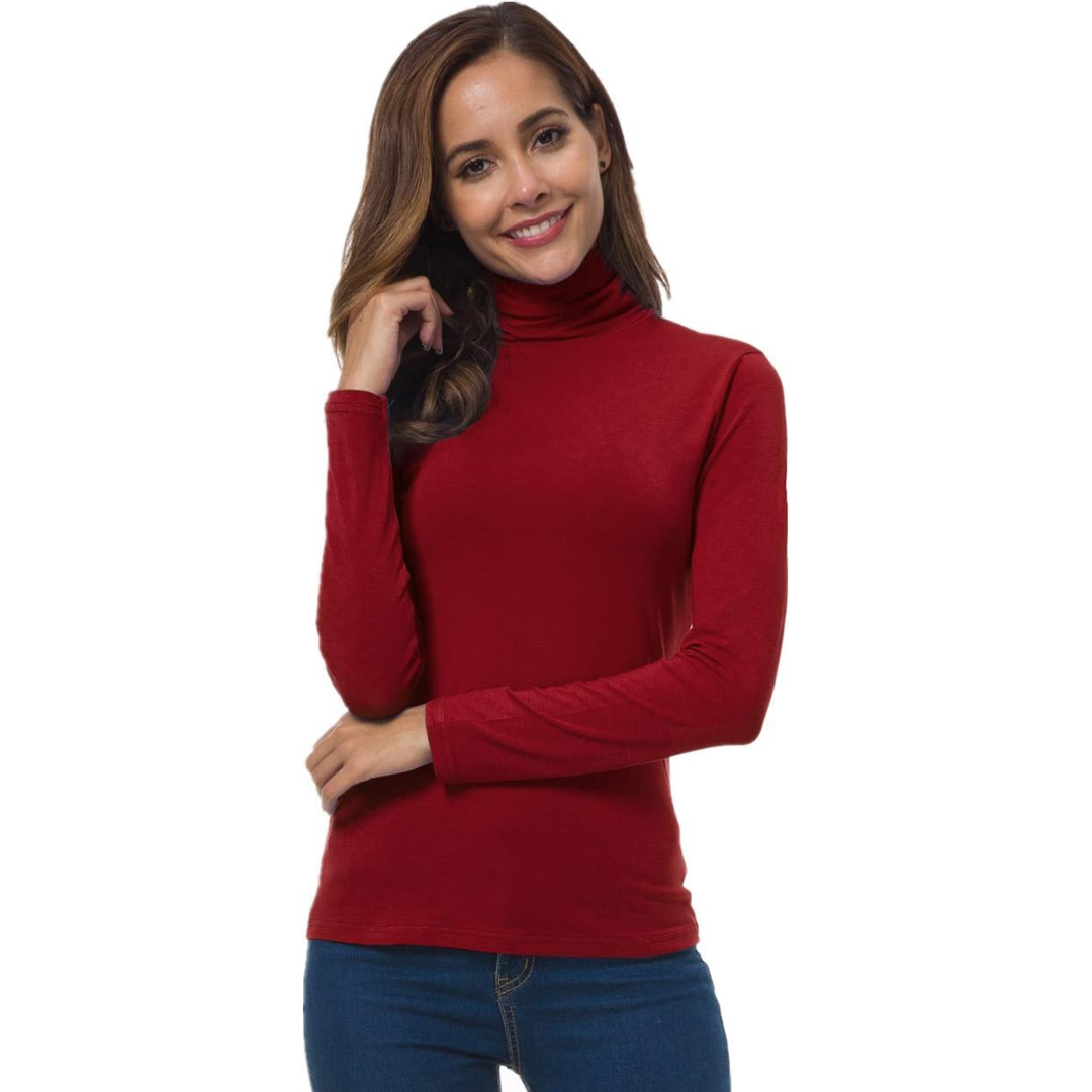 Maglia Dolcevita da Donna Calda a Maniche Lunghe | Top Invernale Elasticizzato a Vestibilità Slim